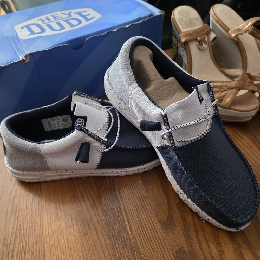 Hey Dude Men's Casual Navy and Gray Shoes